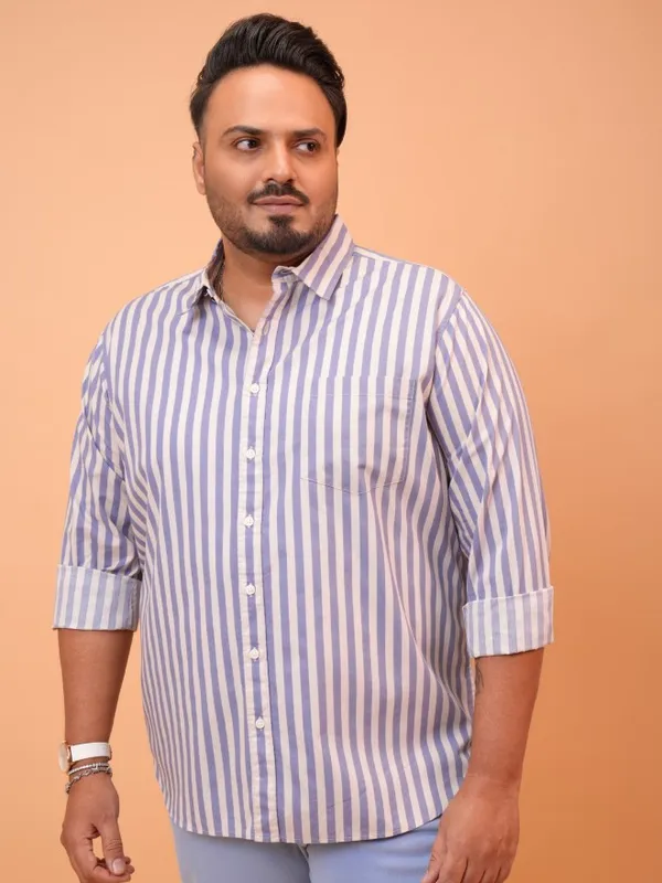 Xtra Ordinary By Highlander Men Lavender Striped Regular Fit Casual Shirts