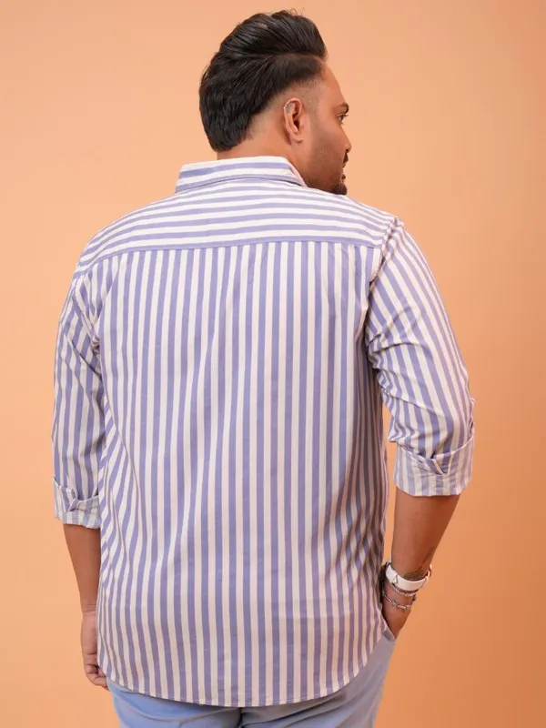 Xtra Ordinary By Highlander Men Lavender Striped Regular Fit Casual Shirts