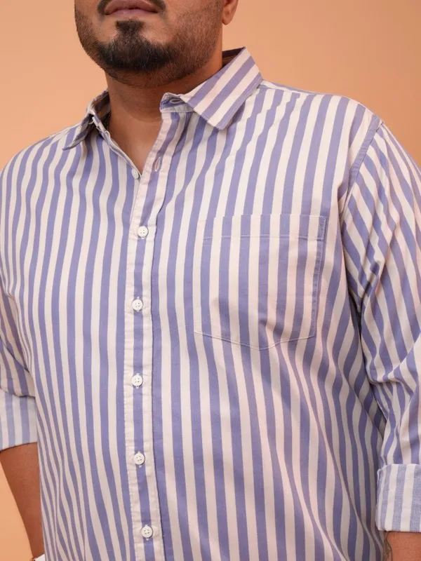 Xtra Ordinary By Highlander Men Lavender Striped Regular Fit Casual Shirts