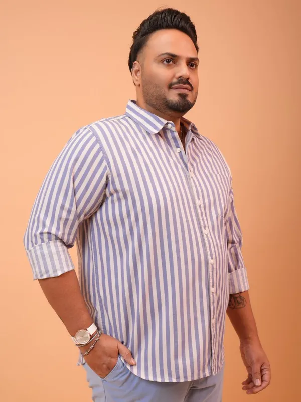 Xtra Ordinary By Highlander Men Lavender Striped Regular Fit Casual Shirts