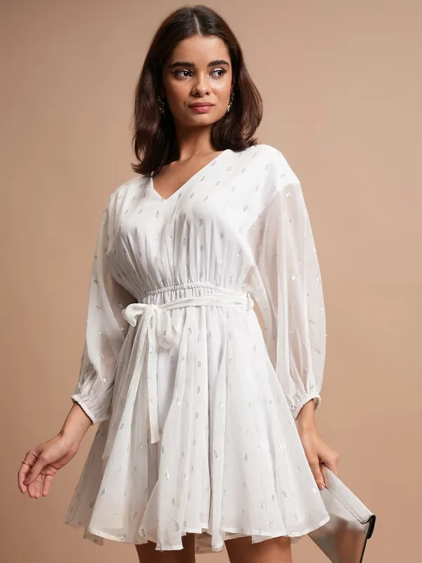 Self Design A-Line Dress