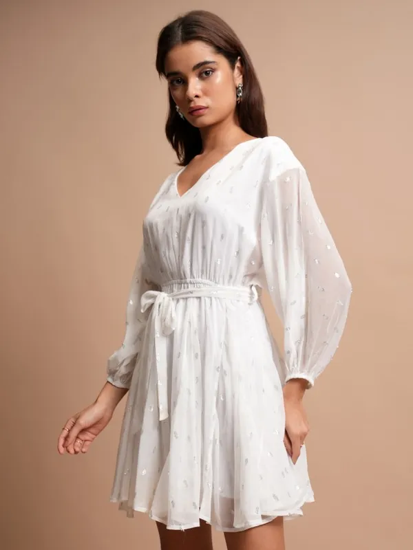 Self Design A-Line Dress