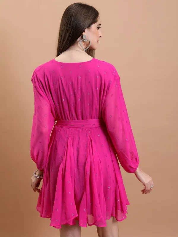  Tokyo Talkies Women Fuscia Solid Fit And Flare Dresses