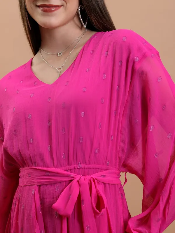  Tokyo Talkies Women Fuscia Solid Fit And Flare Dresses