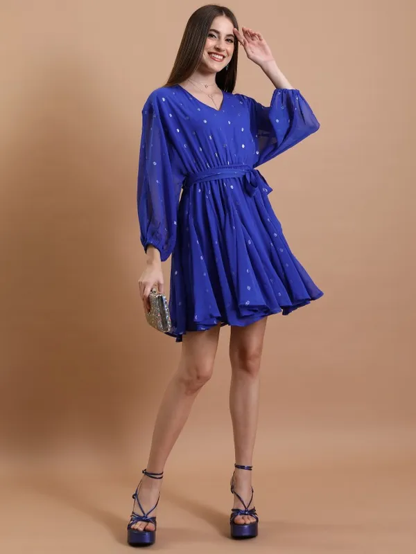  Tokyo Talkies Women Blue Solid Fit And Flare Dresses