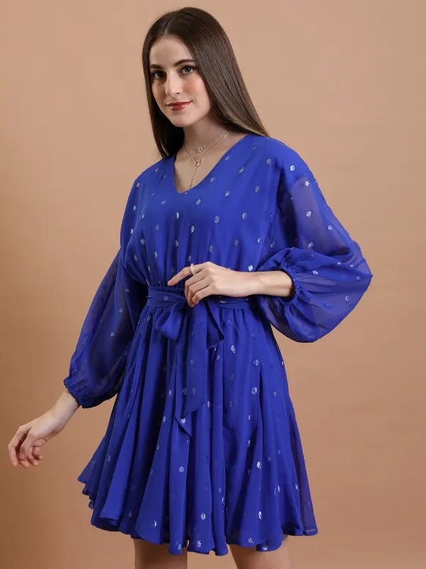  Tokyo Talkies Women Blue Solid Fit And Flare Dresses