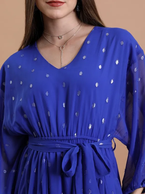  Tokyo Talkies Women Blue Solid Fit And Flare Dresses