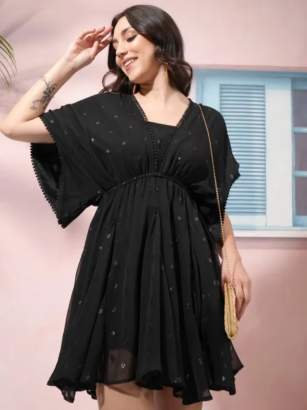 Self Design Fit and Flare Dress