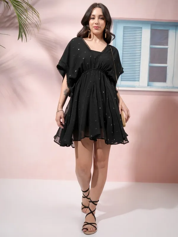Self Design Fit and Flare Dress
