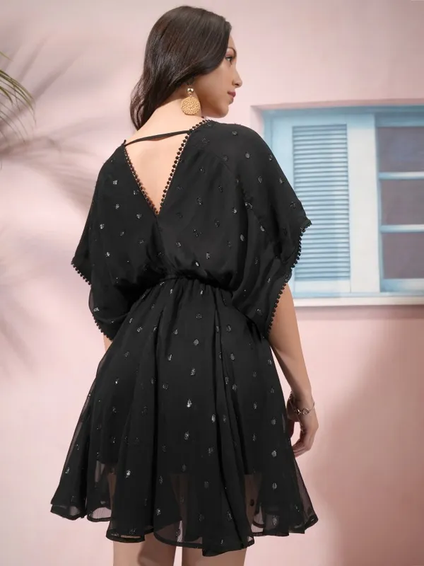 Self Design Fit and Flare Dress