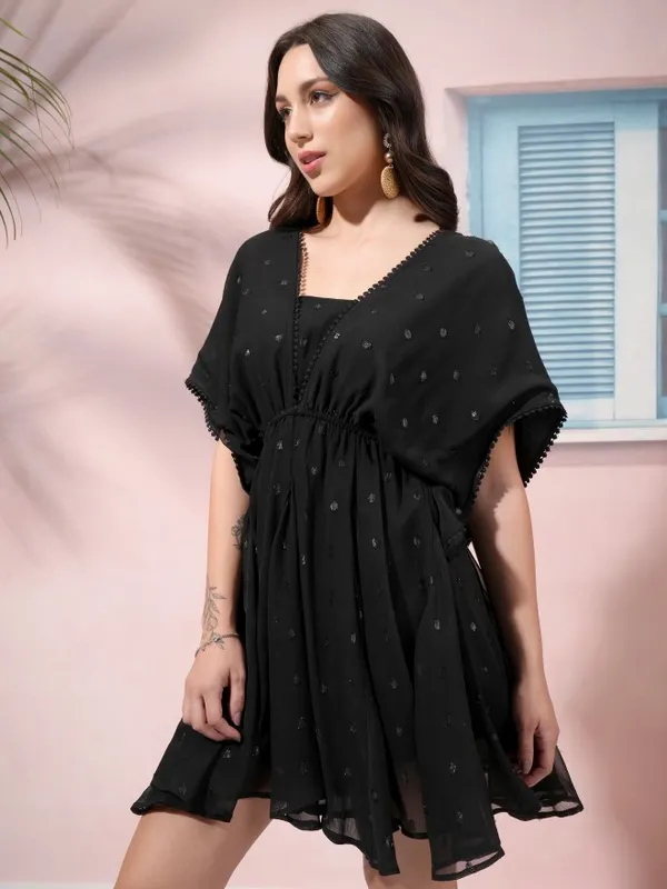 Self Design Fit and Flare Dress