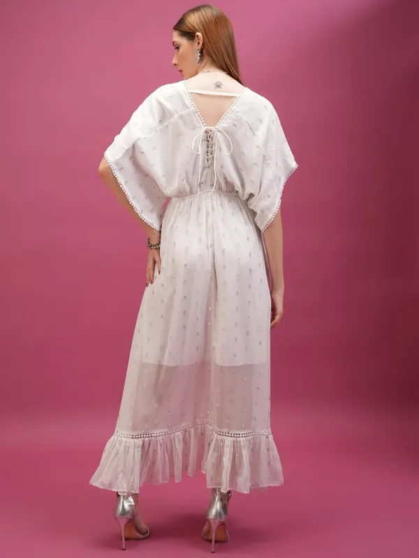  Tokyo Talkies Women White Self Design Maxi Dresses