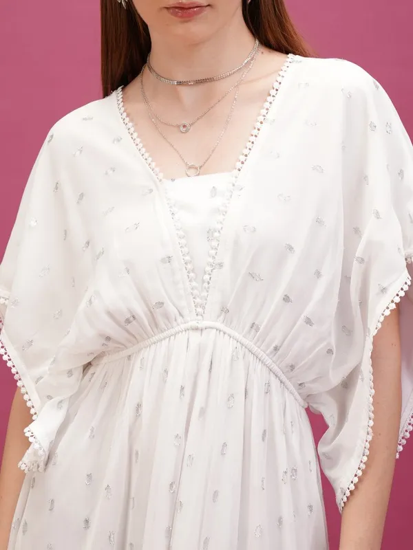  Tokyo Talkies Women White Self Design Maxi Dresses