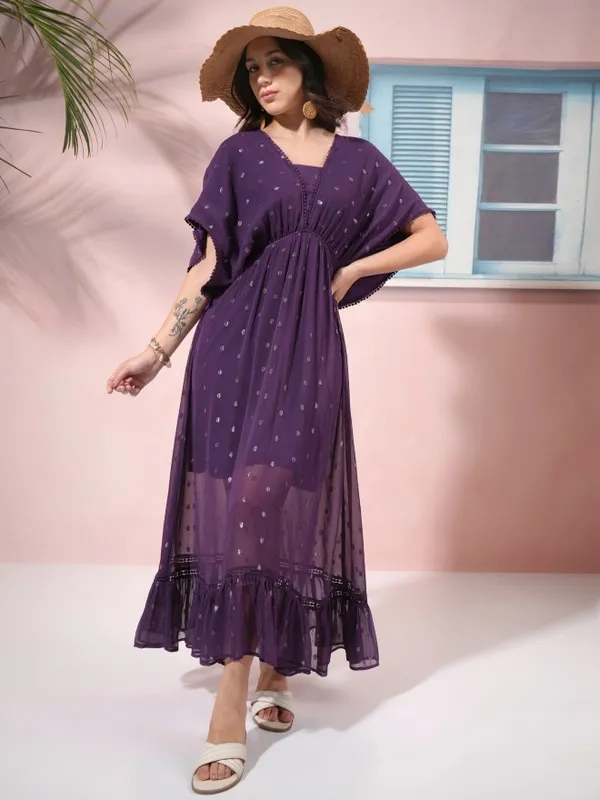 Self Design Fit and Flare Dress
