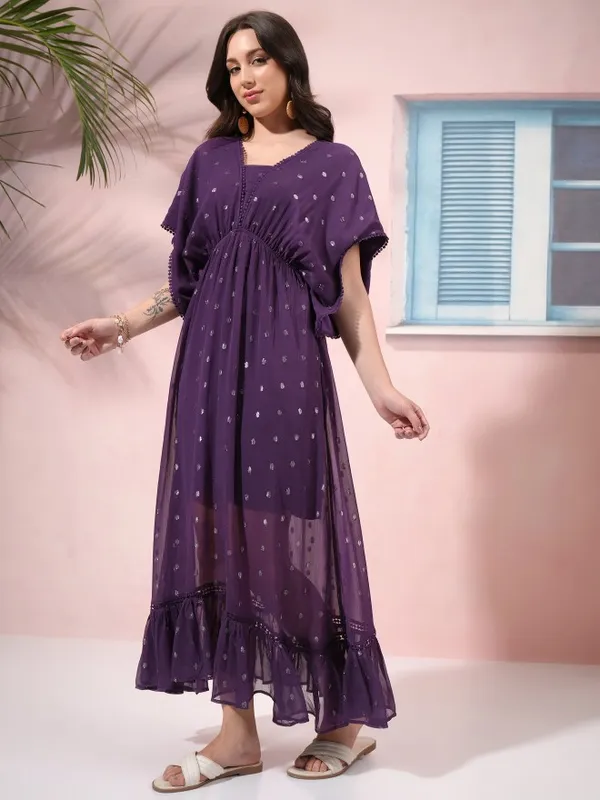 Self Design Fit and Flare Dress