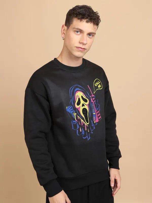  Highlander Men Black Round Neck Pullover Sweatshirts