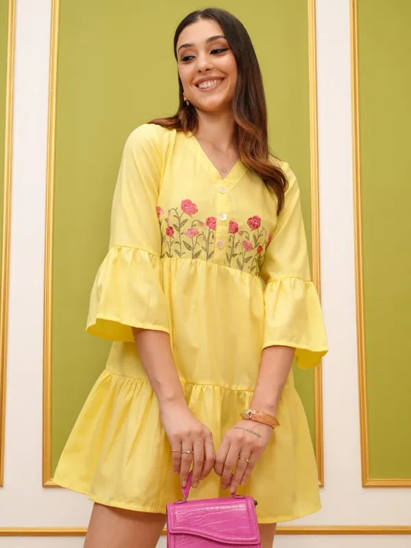 Embroidered Fit And Flare Dress