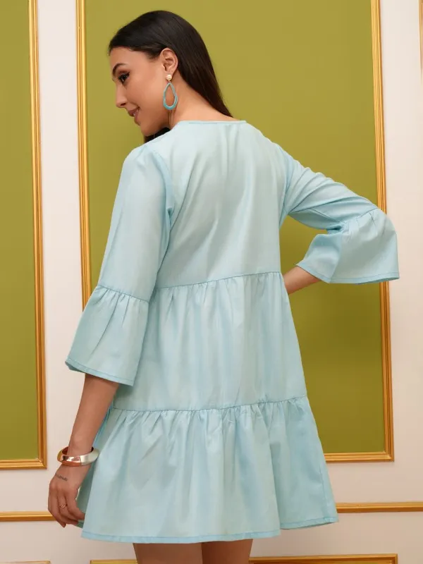  Vishudh Women White Embroidered Fit And Flare Dresses