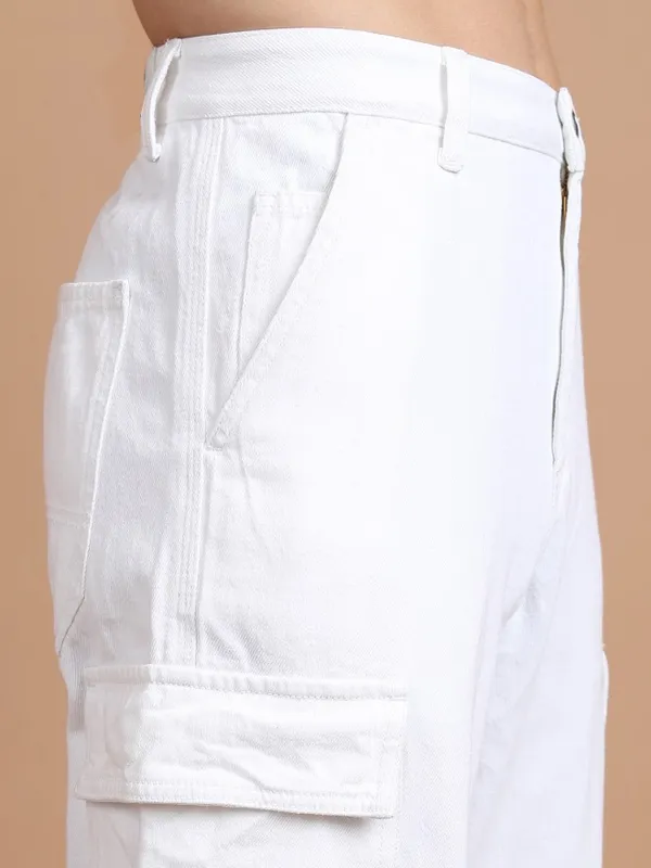  Highlander Men White Straight Fit Clean Look Jeans