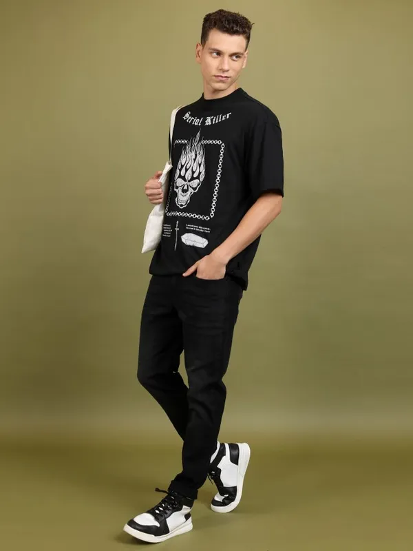  Highlander Men Black Slim Fit Clean Look Jeans