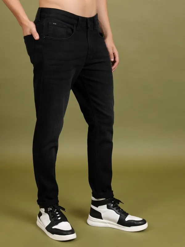  Highlander Men Black Slim Fit Clean Look Jeans
