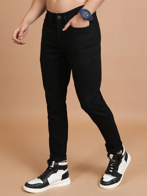  Highlander Men Black Slim Fit Clean Look Jeans