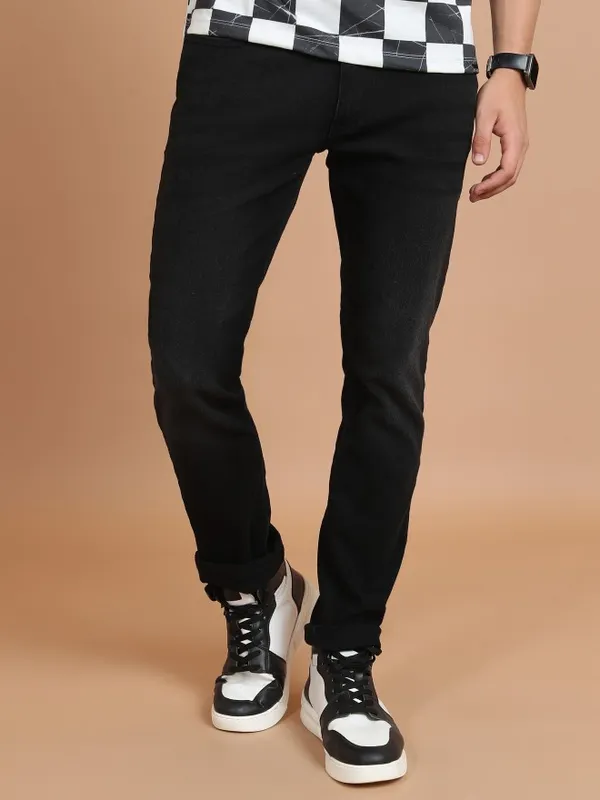  Highlander Men Black Skinny Fit Clean Look Jeans