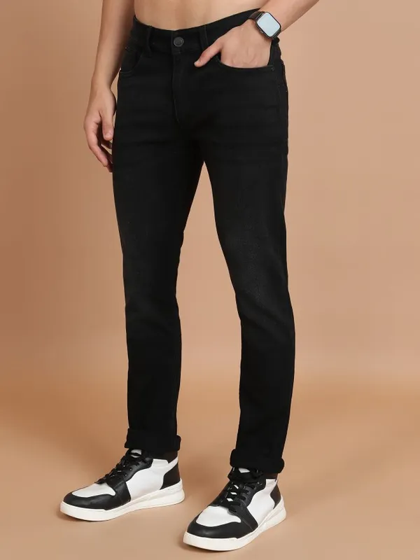  Highlander Men Black Skinny Fit Clean Look Jeans