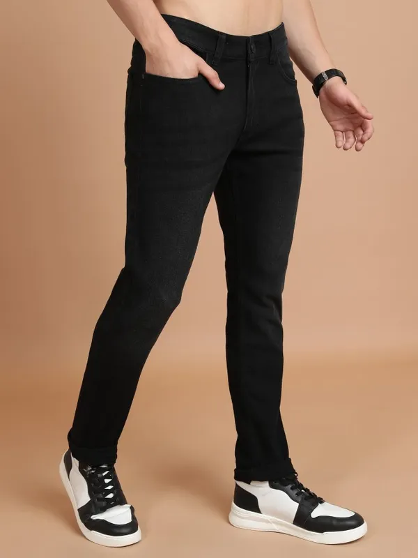  Highlander Men Black Skinny Fit Clean Look Jeans
