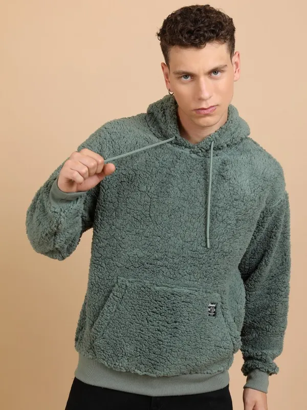  Highlander Men Green Hood Pullover Sweatshirts