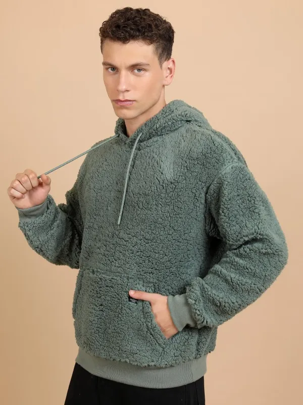  Highlander Men Green Hood Pullover Sweatshirts