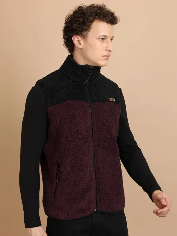  Highlander Men Black High Neck Front-Open Sweatshirts