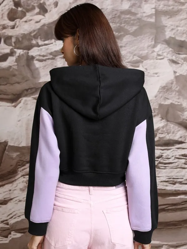  Tokyo Talkies Women Black Printed Pullover Hood Sweatshirts