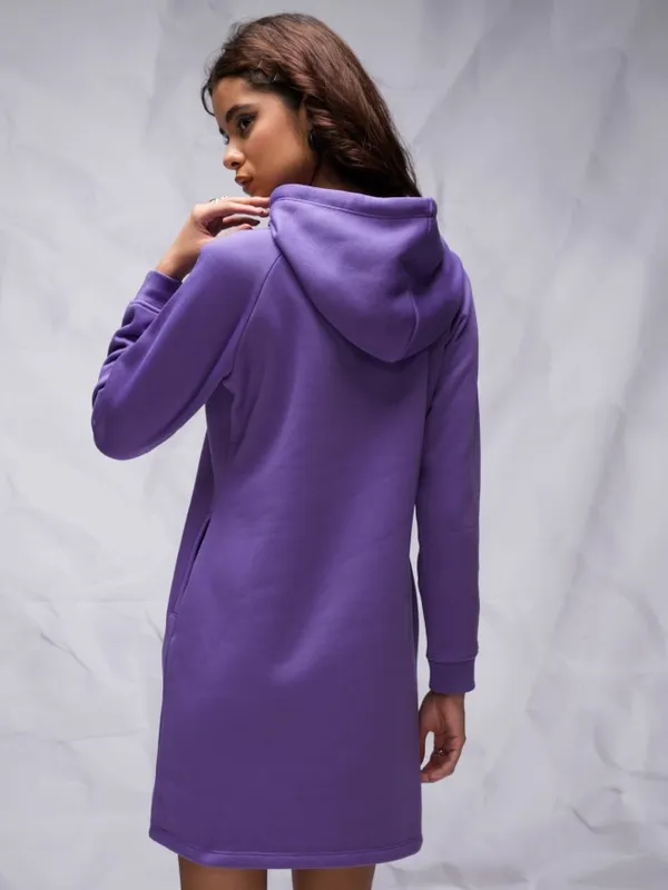  Tokyo Talkies Women Purple Printed Pullover Hood Sweatshirts