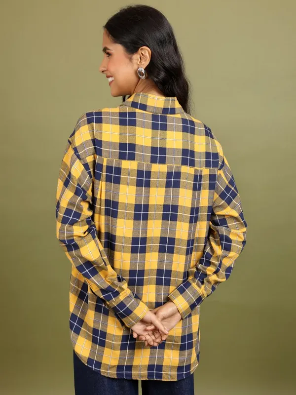  Tokyo Talkies Women Mustard Checked Casual Shirts