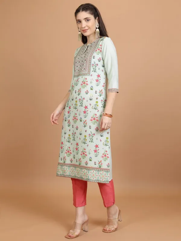  Ketch Women Sage Printed Straight Kurtas