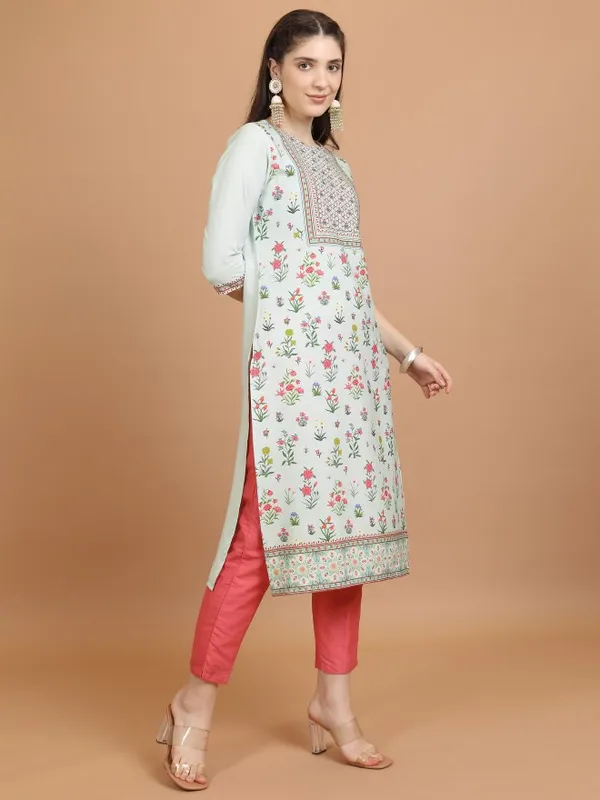  Ketch Women Sage Printed Straight Kurtas