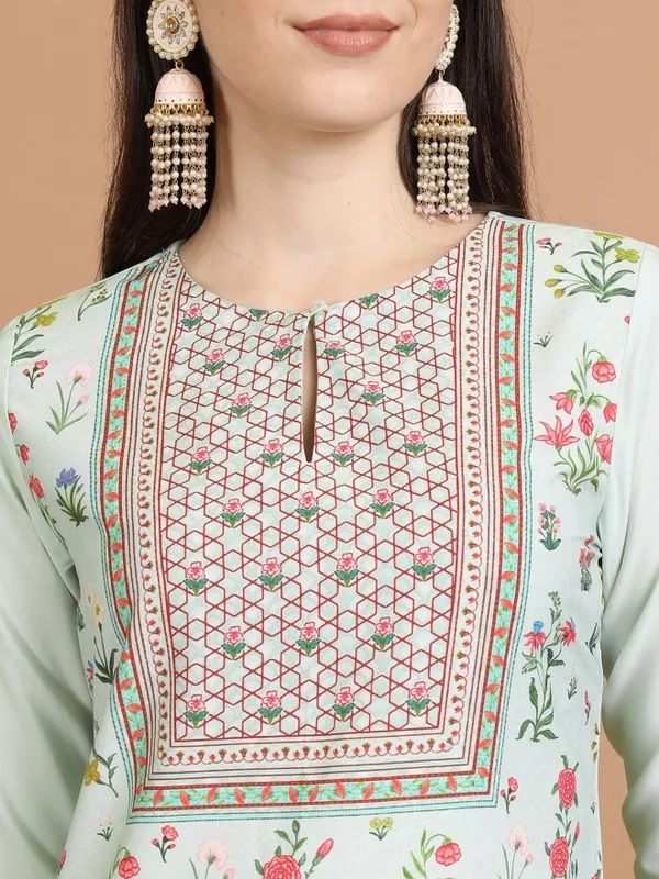  Ketch Women Sage Printed Straight Kurtas