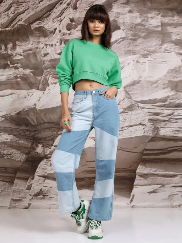  Tokyo Talkies Women Green Solid Pullover High Neck Sweatshirts