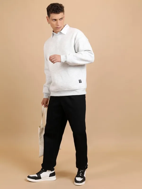  Highlander Men White Round Neck Pullover Sweatshirts