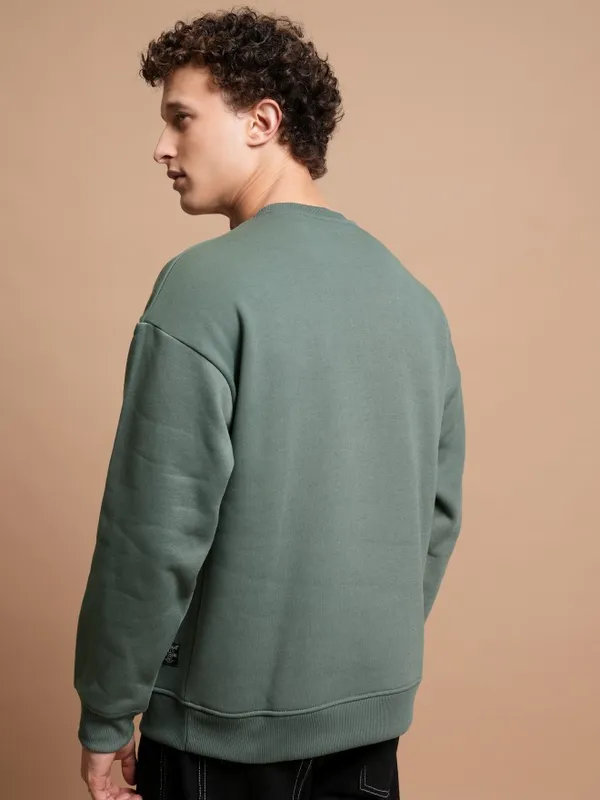  Highlander Men Green Round Neck Pullover Sweatshirts