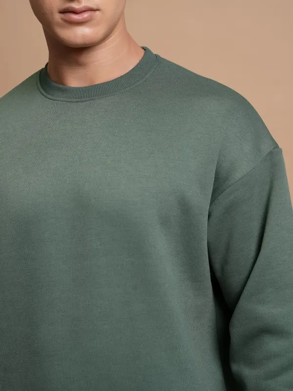  Highlander Men Green Round Neck Pullover Sweatshirts