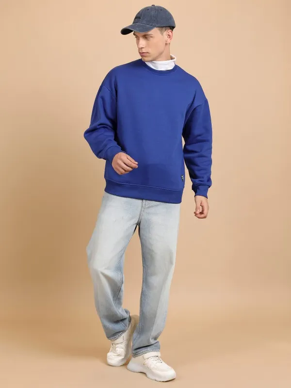  Highlander Men Blue Round Neck Pullover Sweatshirts