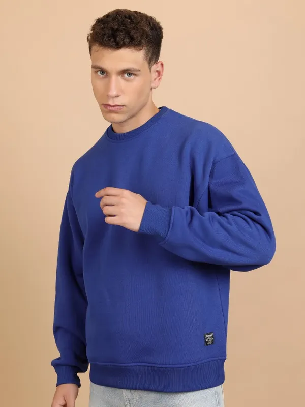  Highlander Men Blue Round Neck Pullover Sweatshirts