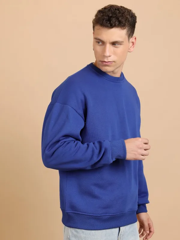  Highlander Men Blue Round Neck Pullover Sweatshirts