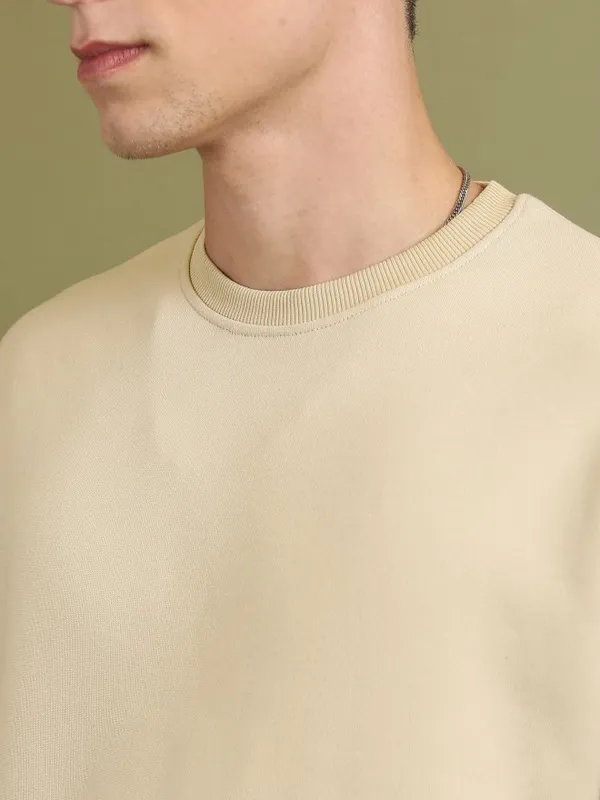  Highlander Men Beige Round Neck Pullover Sweatshirts