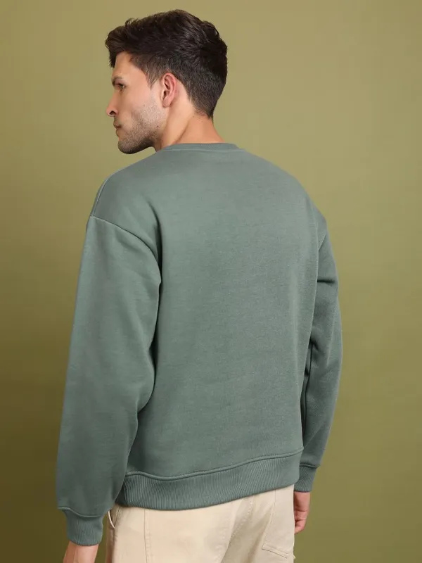  Highlander Men Green Round Neck Pullover Sweatshirts