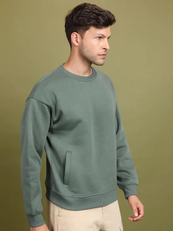  Highlander Men Green Round Neck Pullover Sweatshirts