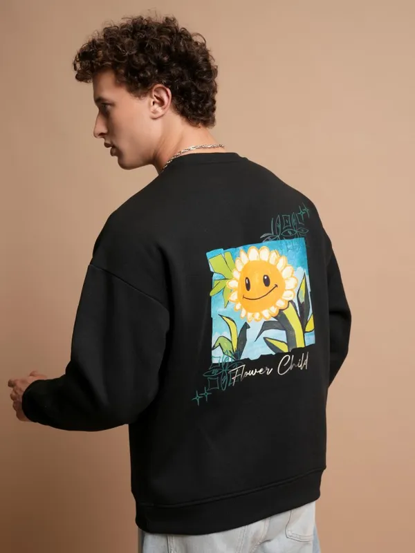  Highlander Men Black Round Neck Pullover Sweatshirts