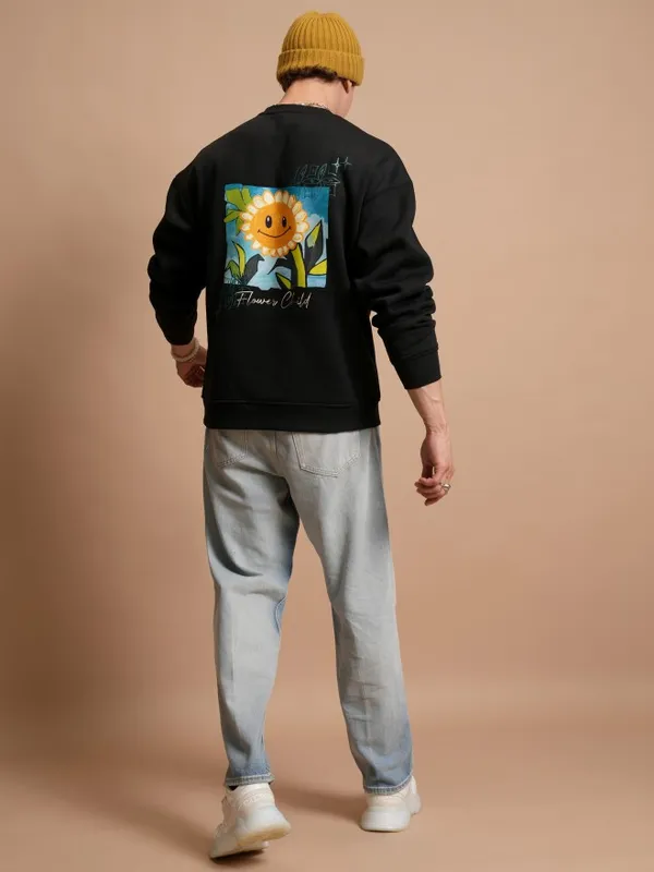  Highlander Men Black Round Neck Pullover Sweatshirts